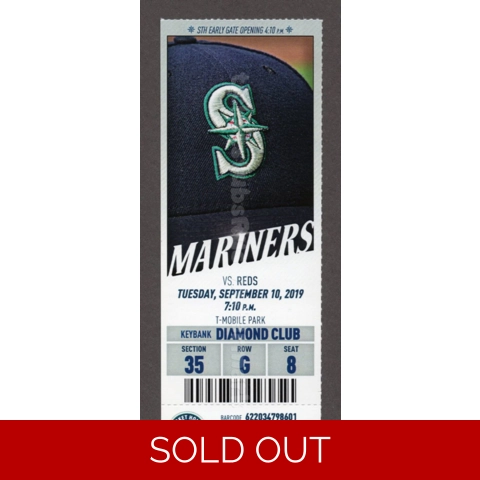 Kyle Lewis MLB DEBUT 1st HR Seattle Mariners vs Cincinnati Reds Full DIAMOND CLUB Ticket Donnie Walton MLB DEBUT Brian O'Grady 1st HR Moore Seager HR